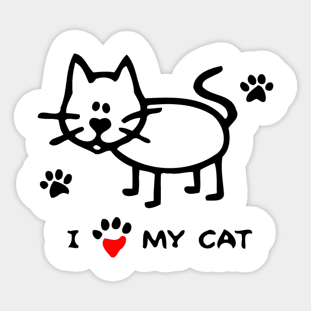 I Love My Cat Sticker by Miya009